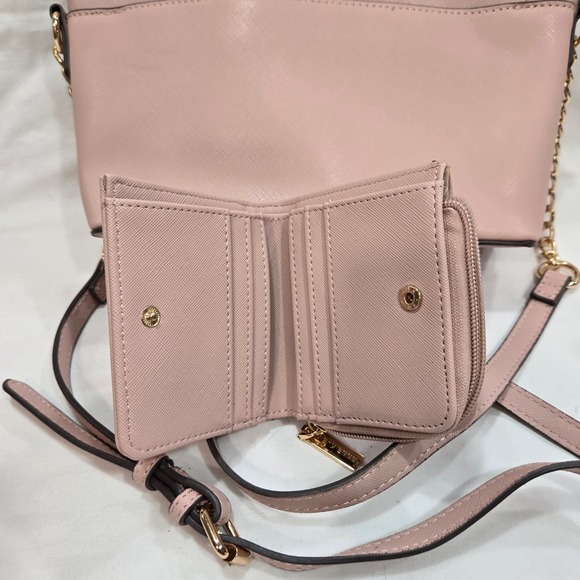 Anne Klein Crossbody Bag & Wallet Set Blush Pink Gold Chain Purse - Picture 3 of 11